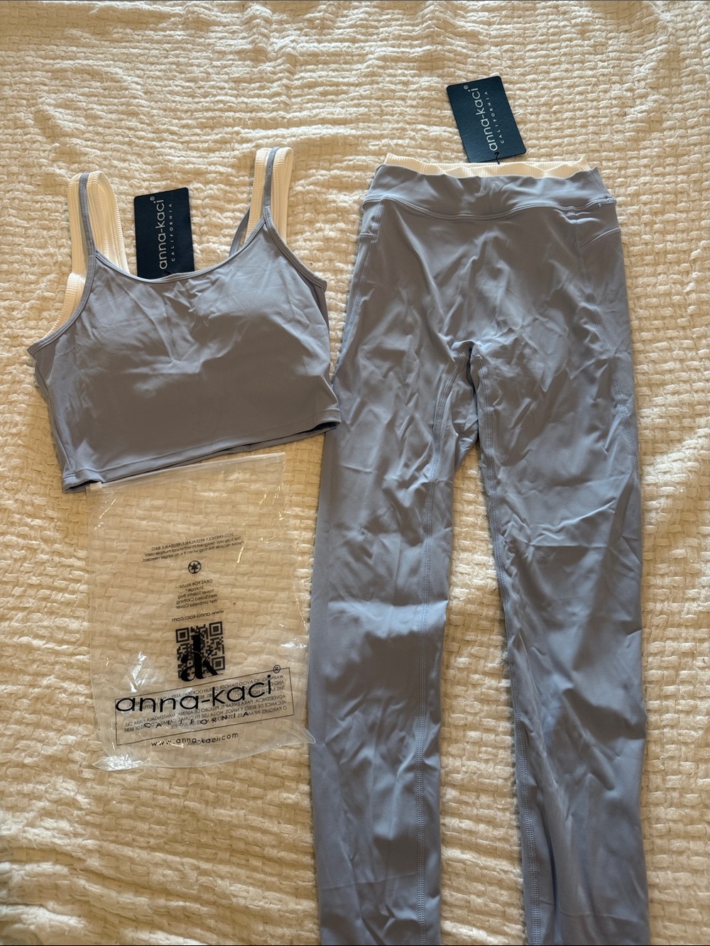 Anna-Kaci Light Blue Activewear Set - Crop Tank & Leggings NWT